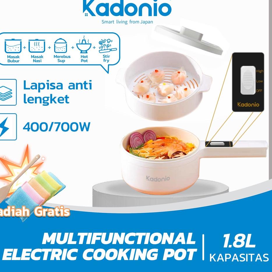 (VIRAL) KADONIO Panci Listrik Multifungsi Teflon Anti Gores Liner Nano Porselen Putih Penggorengan M