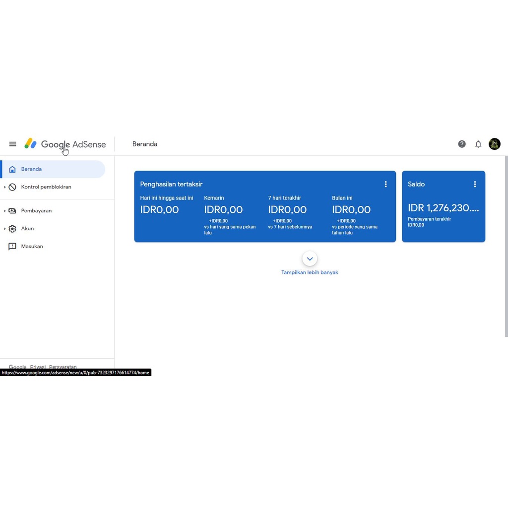 Akun Google Adsense untuk youtube sudah pin pajak 10%