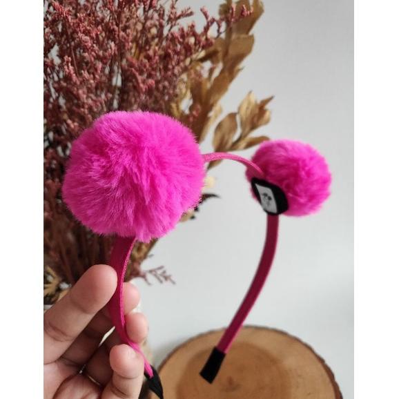 "LMP. 868041" JUMBO BEAR POMPOM BULU - nylon pom pom Headband bandana telinga beruang lucu Bayi anak