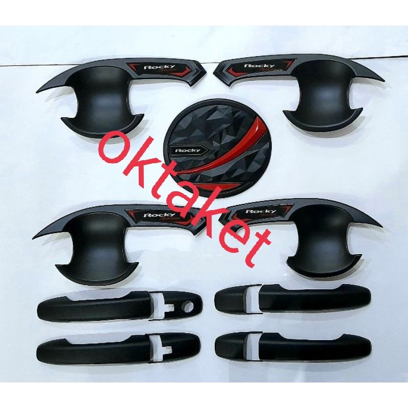 paket outer handle tank cover Raize Rocky 2021 2022 diamond hitam list merah