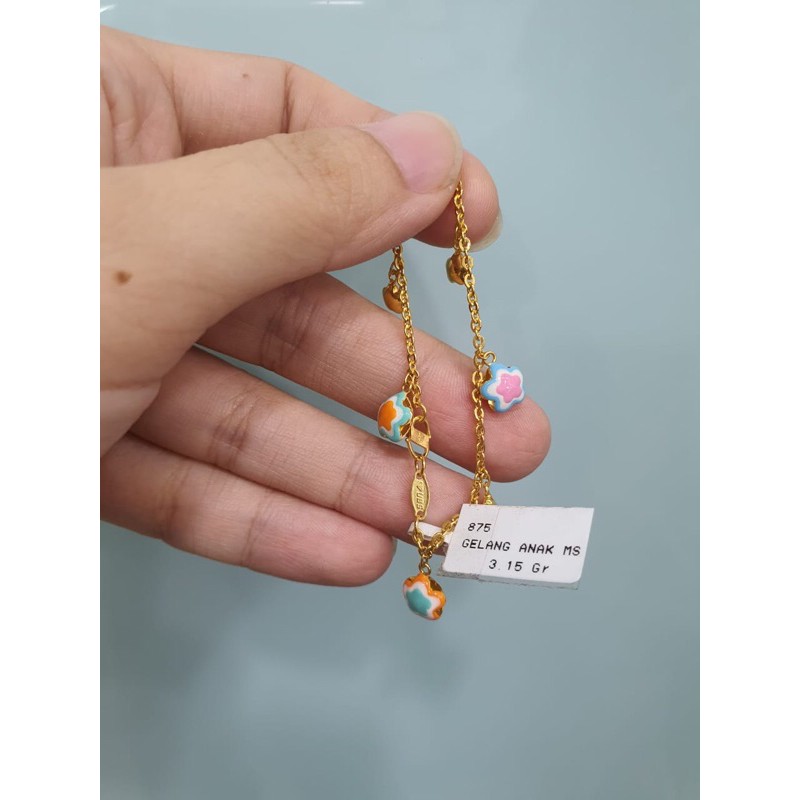 Gelang anak model bandul bintang warna elegant emas asli