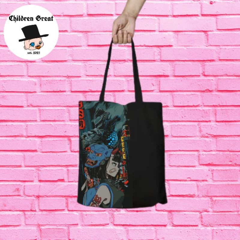 Tote bag ANIME girl japanese totebag resleting caracther / canvas / distro / totebag jinjing hitam p
