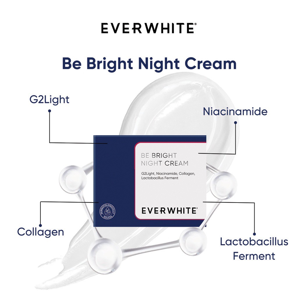 [COD] Everwhite be Bright Night Cream Krim Malam Memutihkan Secara Instant dengan Pemakaian Rutin BPOM 100% ORIGINAL