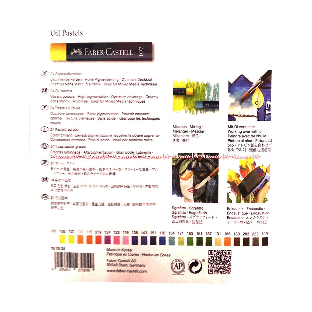 Faber Castell 24 Oil Pastels Colour Crayon Cat Minyak