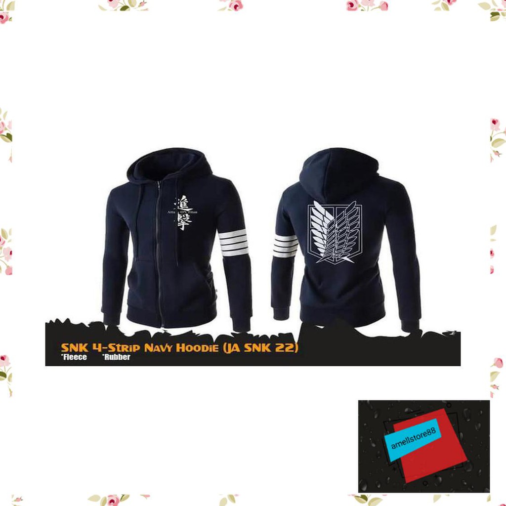 Jaket Pria parasut parka gunung Hoodie Anime Attack On Titan 4 Strip KK130