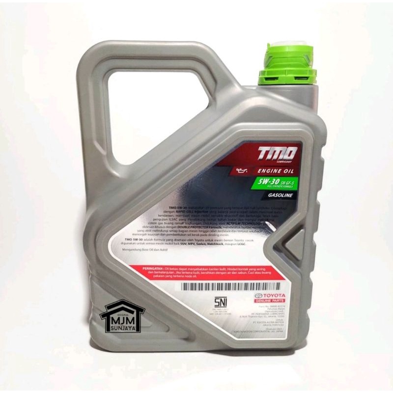 Oli Mesin Mobil Toyota Bensin TMO 5W30 Hijau 5W-30 4 Liter Galon Full Synthetic Gasoline SN GF-5 Oli TMO 4L 5W 30 Ori Original