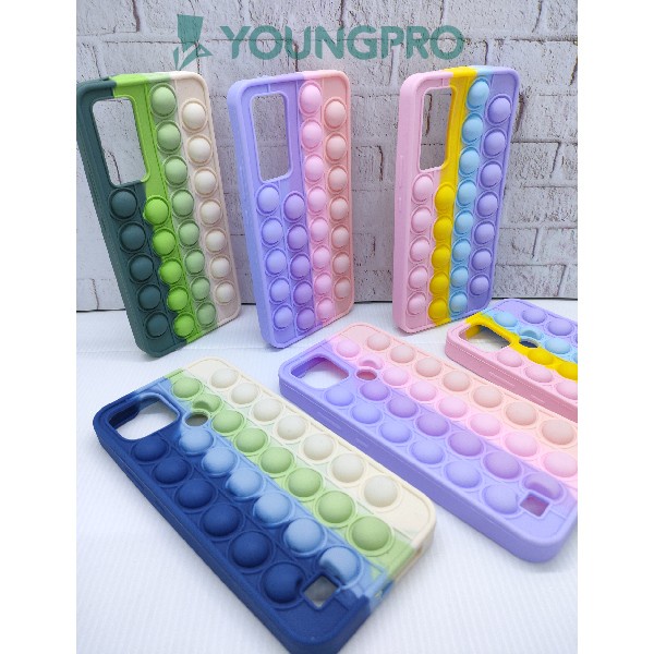 SILICONE CASE POP IT OPPO RENO 4 - CASE PENGHILANG STRESS RAINBOW