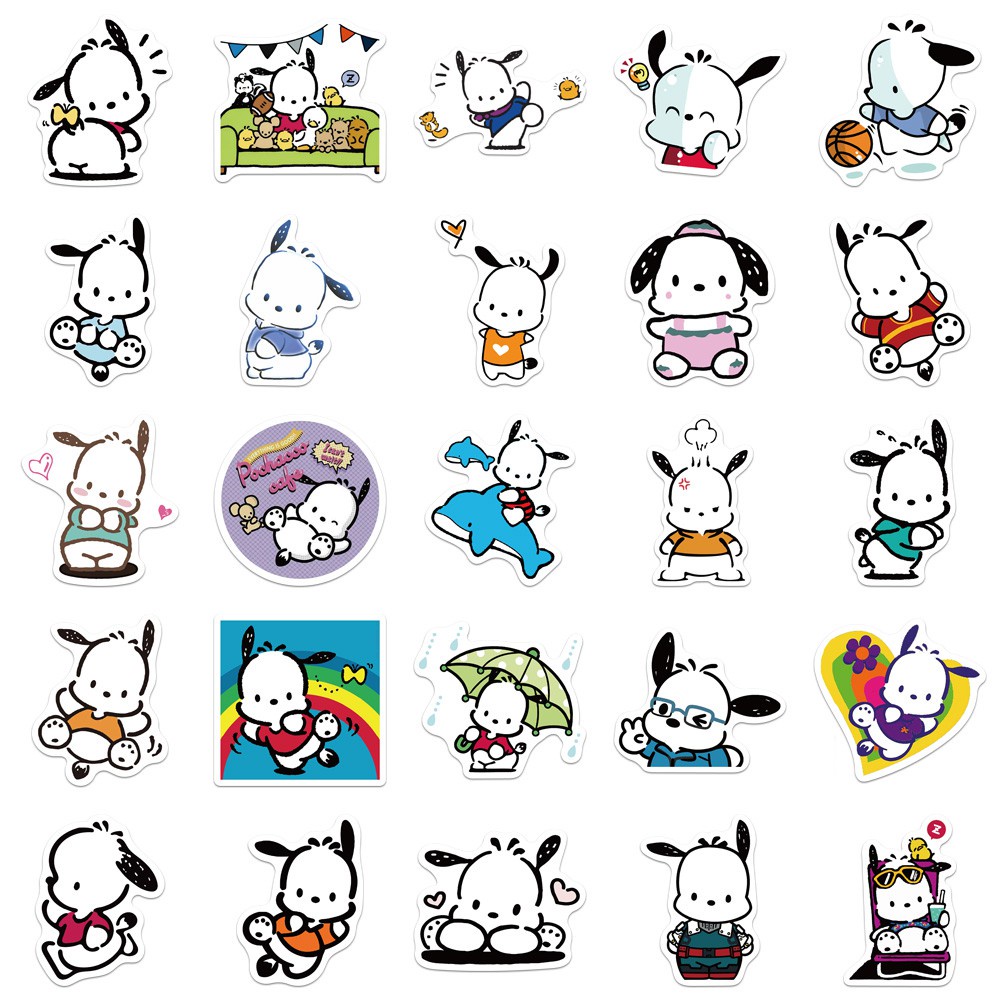 50PCS Cute Cartoon Pochacco Graffiti Sticker Color PVC Waterproof Helmet Computer Luggage Skateboard Stickers