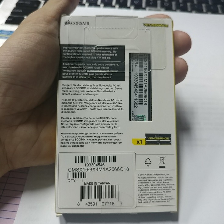 Sodimm Corsair Vengeance 16GB DDR4 2666 CMSX16GX4M1A2666C18