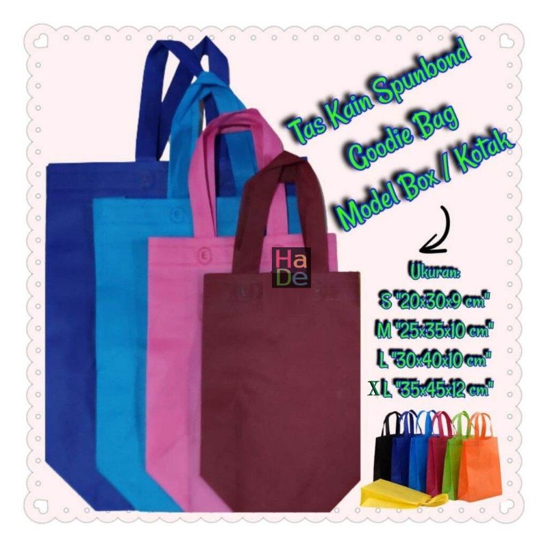 Tas Spunbond Tali 30x40x10 Handle Box / Kotak Goodie Bag Untuk Kantong Belanja Lipat, Sembako, Souveir Ulang tahun / Pernikahan / Hajatan / Pernikahan / Tasyakuran / Syukuran Polos Besar 30x40 Mudah di Kustom Sablon Murah-5