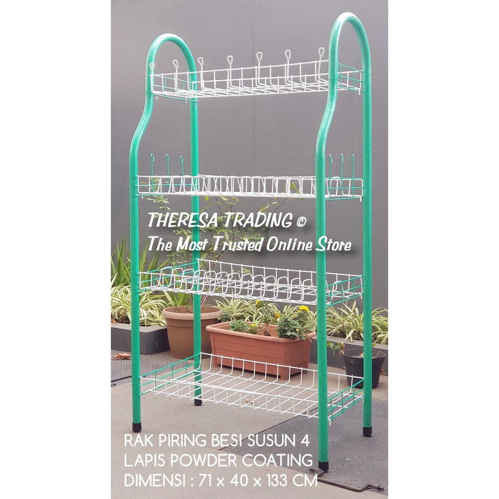Sale RAK PIRING SUSUN 4 JUMBO DAPUR SERBAGUNA BESI LAPIS PLASTIK COATING
