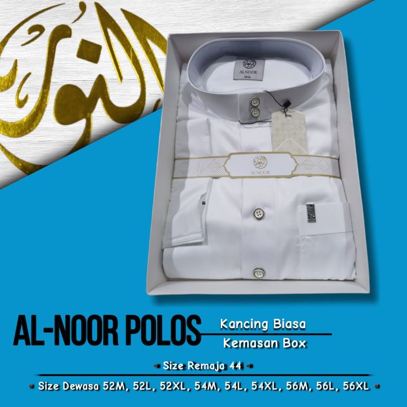 JUBAH AL NOOR POLOS PUTIH KEMASAN BOX/AL NOOR KANCING BIASA KEMASAN BOX/AL NOOR EKSLUSIF PUTIH "ASYR