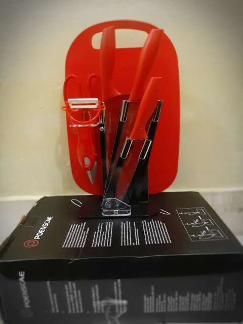 7 In 1 Kitchen Knife Set / Poenscae Talenan Pisau Tatakan Pengupas Gunting Dapur Set Pr114