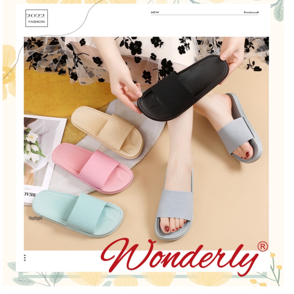 Wonderly Sandal Slop Wanita Flat Korea V202-A31 PVC