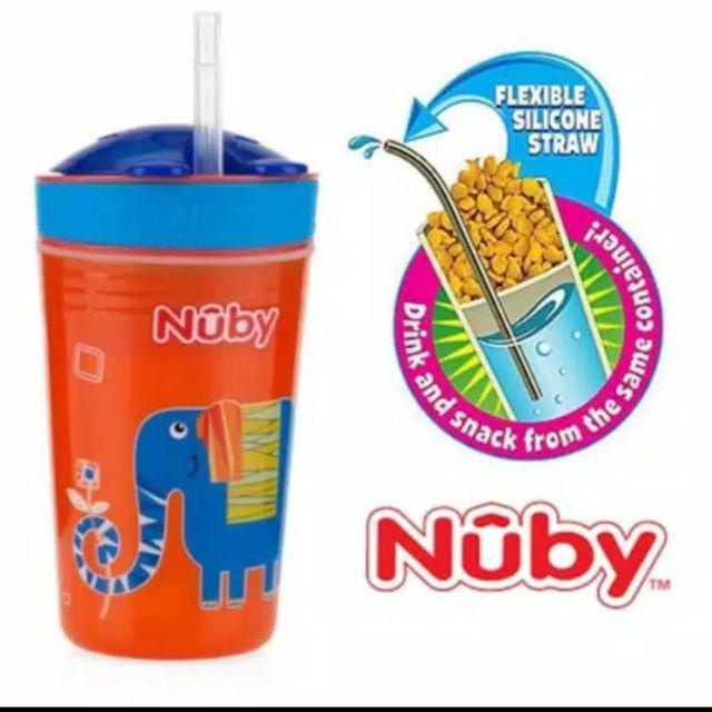 NUBY SNACKNSIP CUP W/STRW COVER ELE