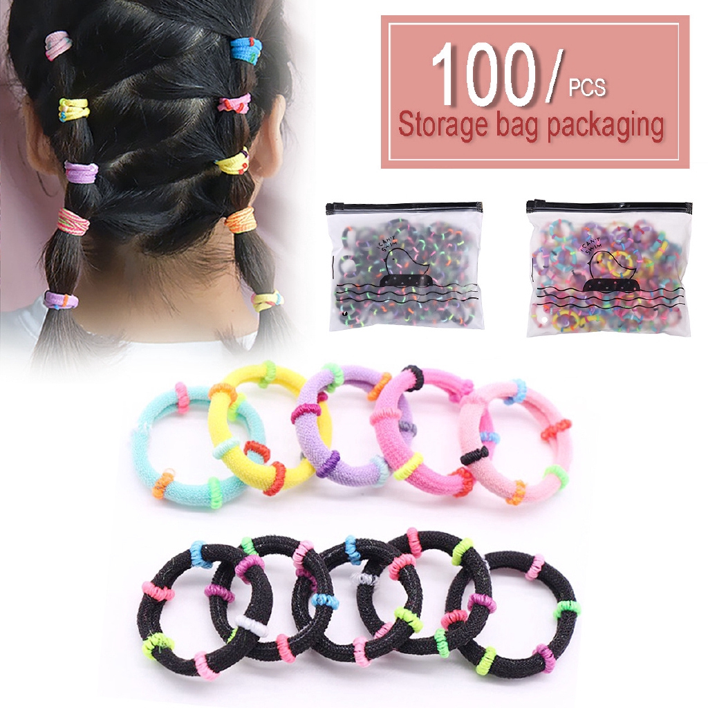 1000/100/50/20pcs Karet Ikat Rambut Ponytail Ala Korea Untuk Anak Perempuan