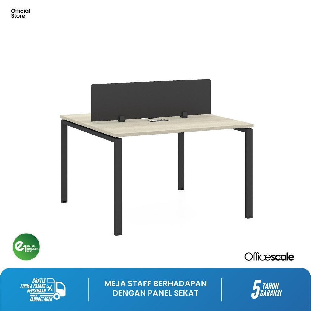 Officescale Meja Kerja Kantor Berhadapan 2 Orang + Panel Sekat 120x120x75cm