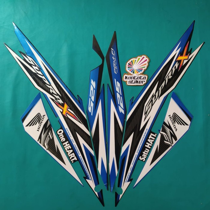 Stiker Striping Motor Honda Supra X 125 FI 2014 Hitam-Biru