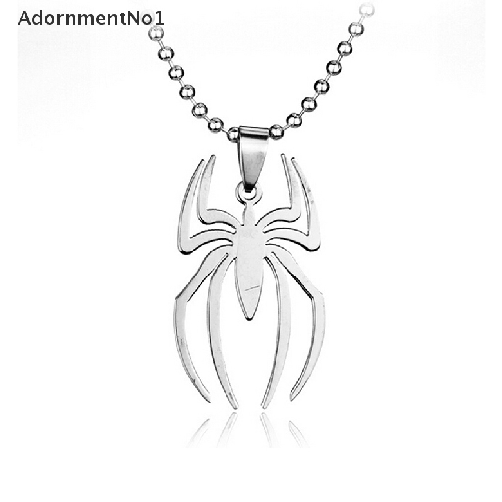 (AdornmentNo1) Kalung Rantai Dengan Liontin Laba-Laba Marvel Super Heroes Bahan Stainless Steel