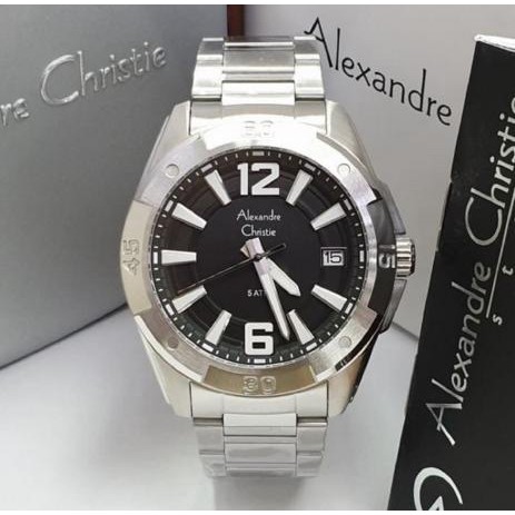 Jam Tangan Alexandre Christie Ac8608 Silver Black Jam Tangan Pria Original