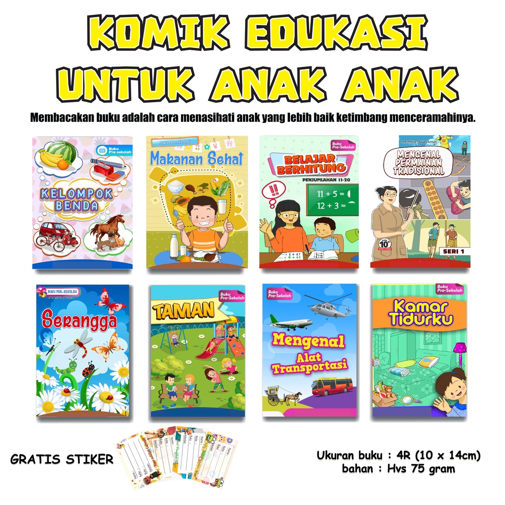 Buku Komik Bacaan Anak Edukasi untuk Paud, SD dan Pra Sekolah