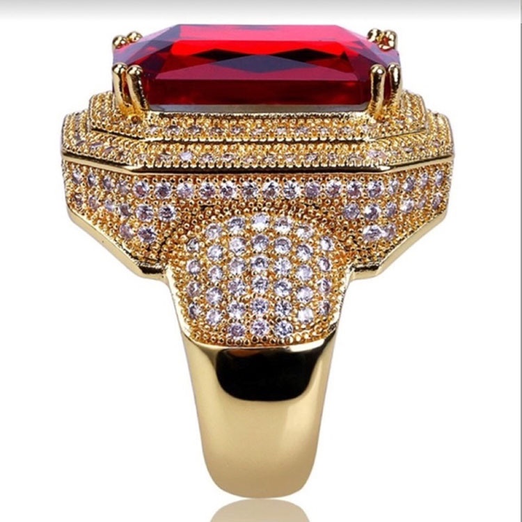 Cincin Emas Hias Berlian Zirkon Merah Gaya Korea Untuk Aksesoris