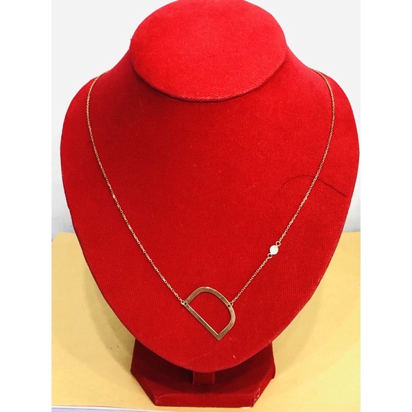 Kalung Inisial D emas asli 750/17k