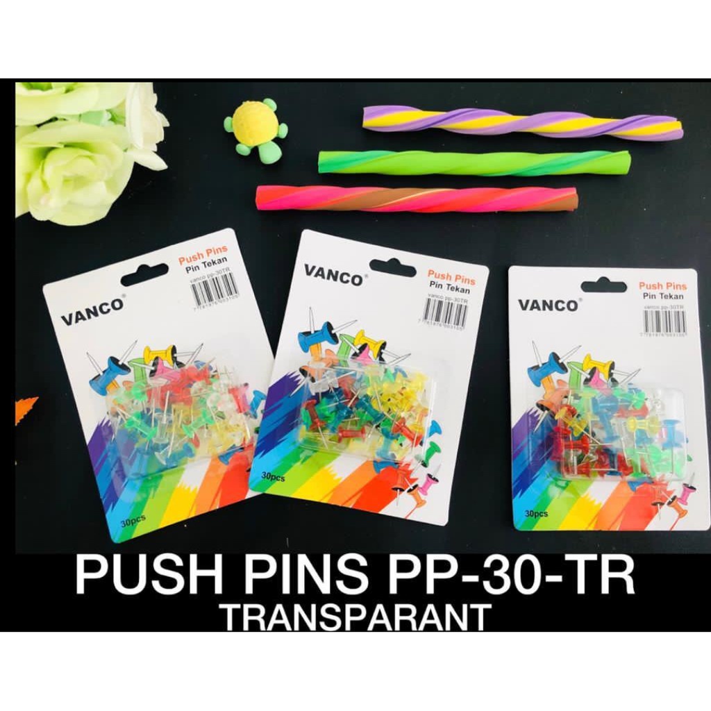 

AS888 - Push Pins 23mm 30pcs/Box Anti karat 5 Warna