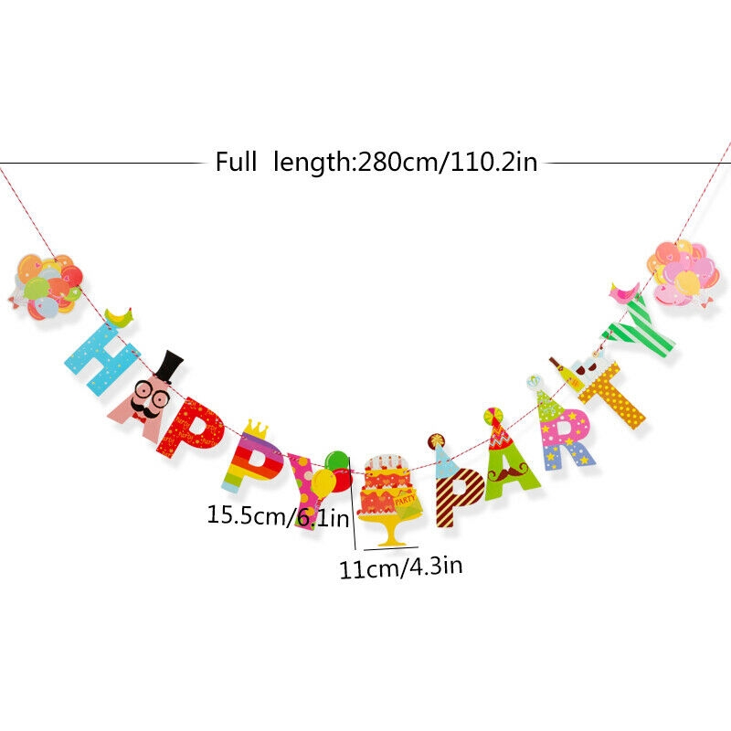 Lucu Kartun Happy Birthday Kertas Banner Bunting Baby Shower Dekoarasi Bendera Warna-Warni Gantung Garland Pesta Supply