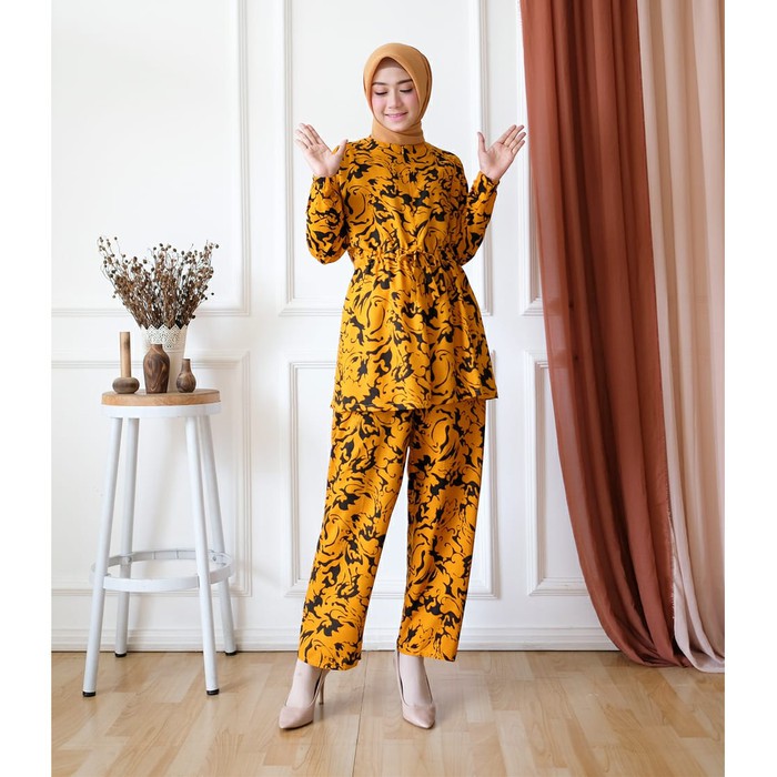 One Set Tenia Setelan Daily Bahan Rayon Viscose Premium Adem Mura RX282 [Flow Set Ni]Setelan Wanita