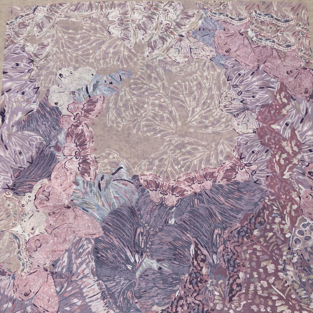 JILBAB MOTIF HIJAB SEGIEMPAT VOAL MOTIF PREMIUM JILBAB PRINT LASERCUT KERUDUNG SEGIEMPAT MOTIF MURAH-Papilon Lilac