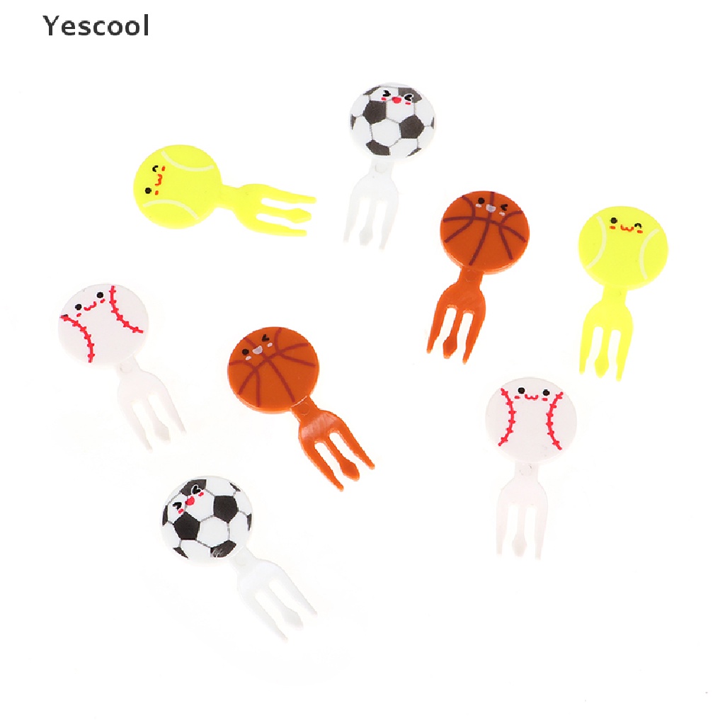 Yescool 8Pcs Tusuk Gigi Mini Bentuk Bola Sepak Kartun Untuk Snackkuemakanan Penutup