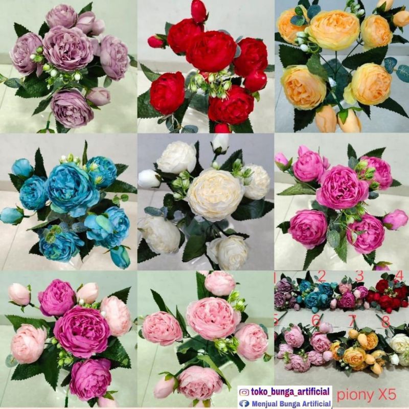 Bunga Artificial Mawar Peony Palsu / Artificial Garden Rose / 1 Lusin