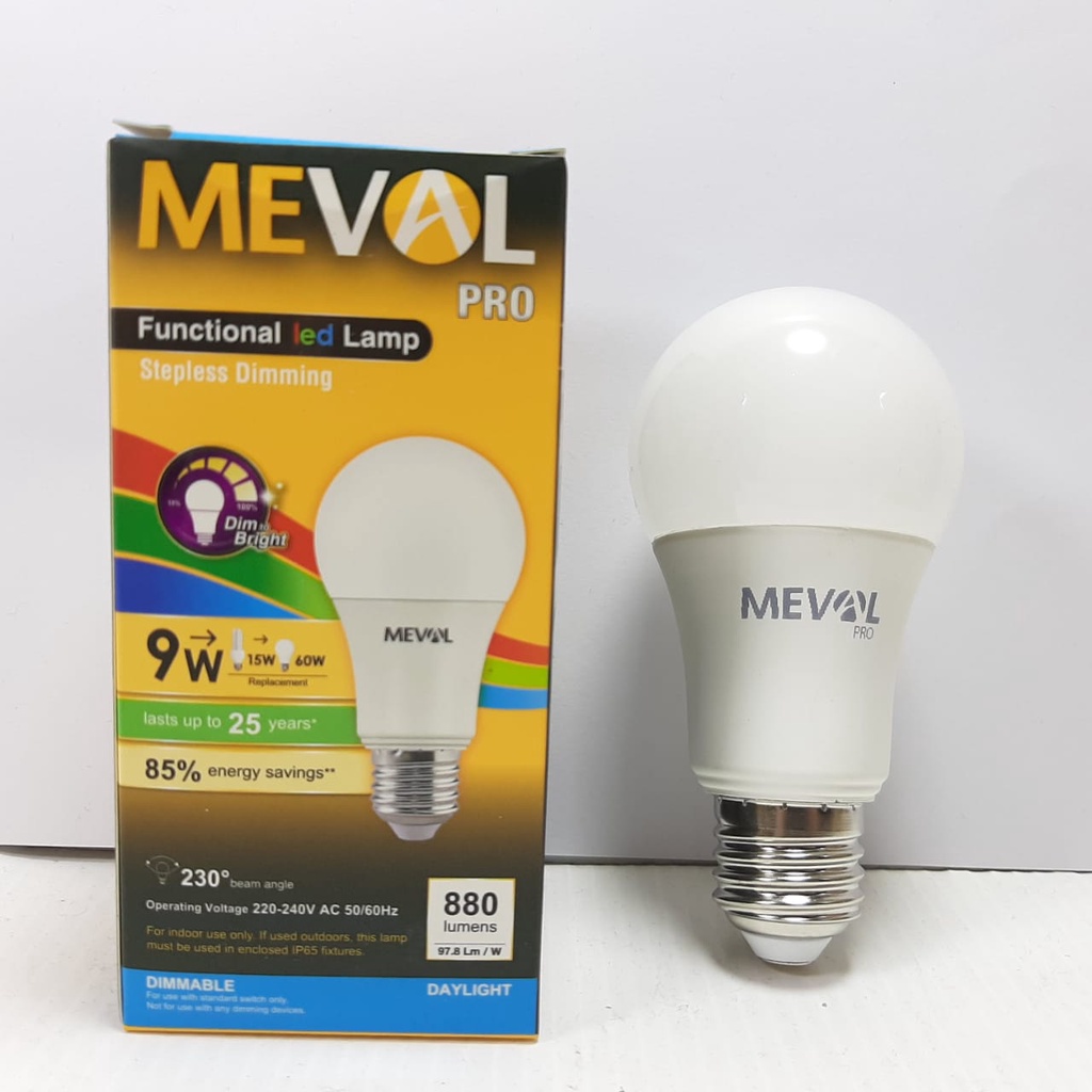 Bohlam Lampu Dimmer LED Stepless Dimming 9W - Putih MEVAL 9 Watt