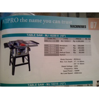  Wipro  10 Premium Table Saw Gergaji  kayu  meja Shopee 