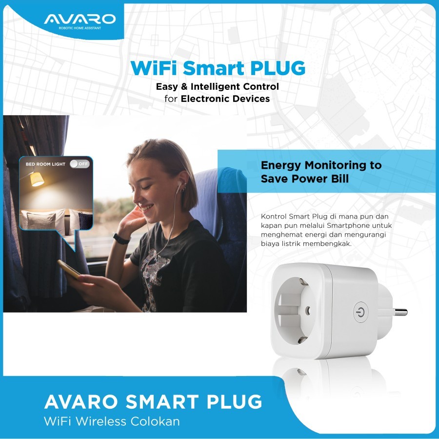 WiFi Smart Plug AVARO- AVARO Smart Plug WiFi 2.4Ghz 16A IoT Smart Home