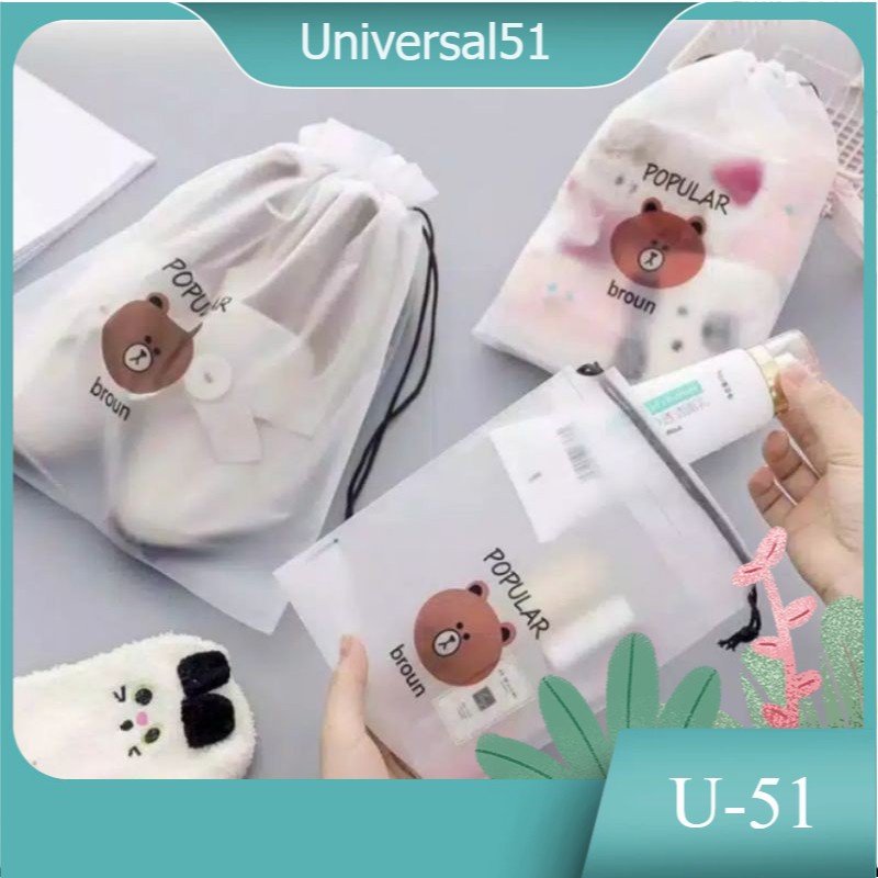 (7g) Pouch Travel Pouch Serut Pouch Kosmetik Sepatu Sendal Motif Karakter Organizer Bag Make up Serb
