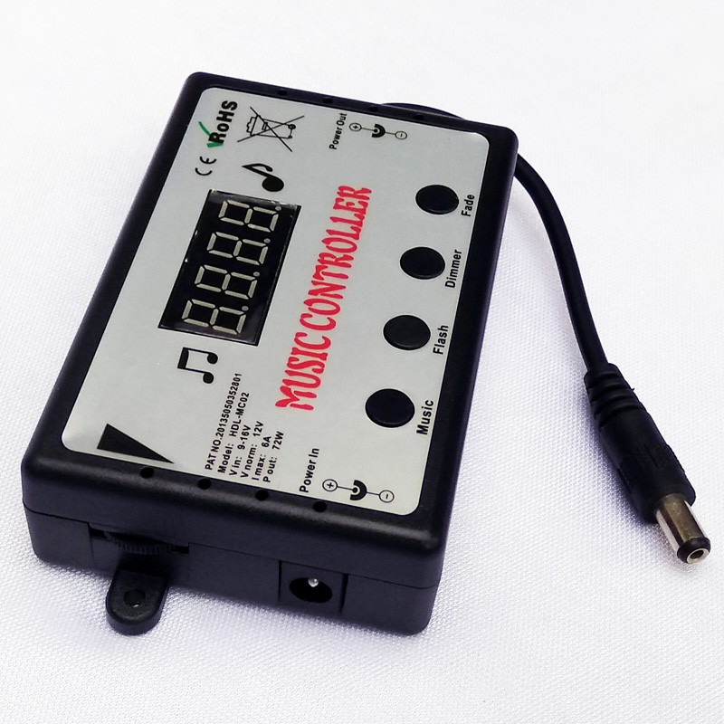LED LAMP MUSIC CONTROLLER 12V DC PENGATUR LAMPU LED SENSOR MUSIK DISKO