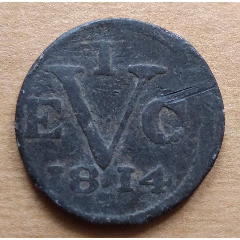 Koin Timah Kuno British East Indies VEIC 1 Doit Java 1814 - DJ2