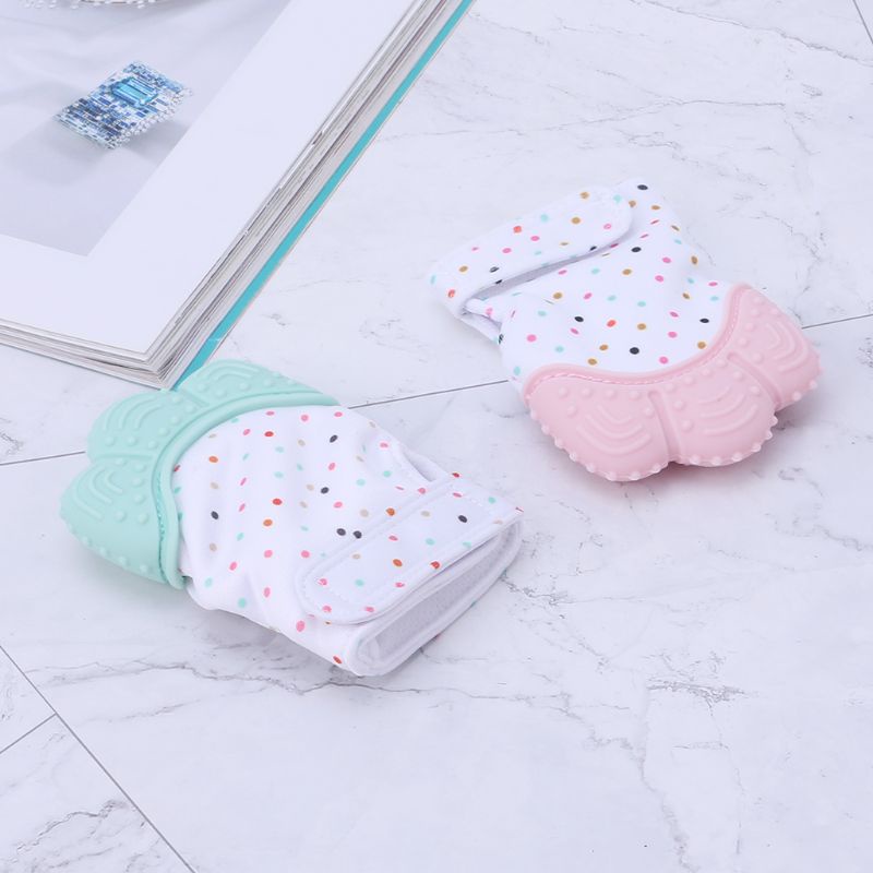 Mary Sarung Tangan Teether Bayi Newborn Bahan Silikon Dengan Suara Mencicit