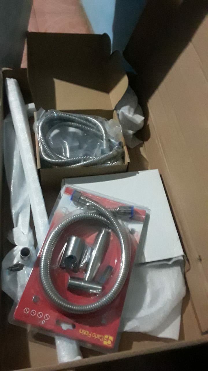 Paket Shower Tiang Set Coulomn Stainless Bulat Bano + Kran Cabang