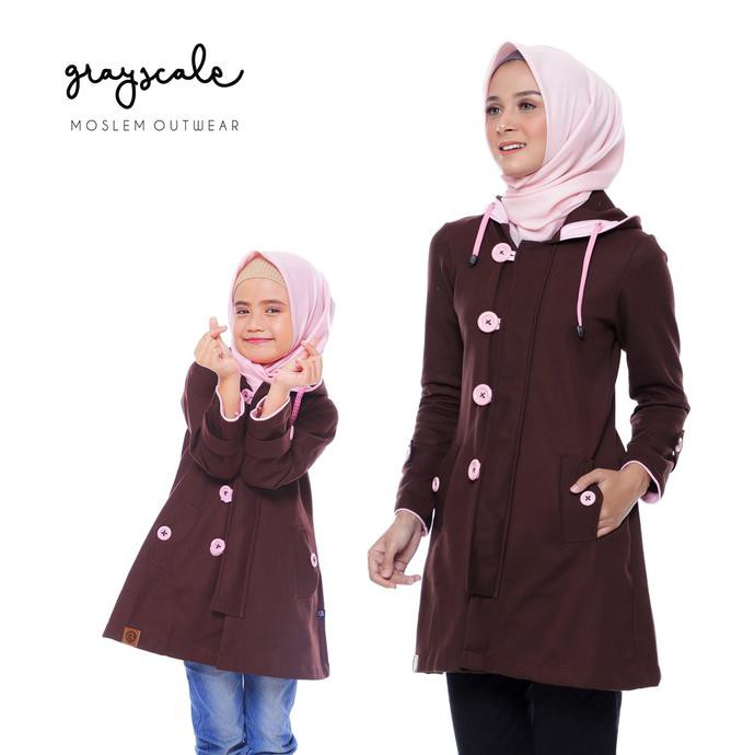 Jaket Anak Perempuan - Jaket Ibu dan Anak Perempuan Couple Hoodie Coklat Pink 05