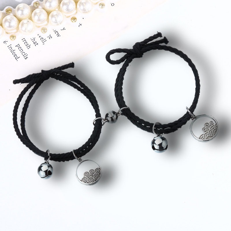 1 Pasang Baru Magnetic Couple Gelang Lonceng Gelombang Berkat Jalinan Tangan Tali Aksesoris Hadiah - olo