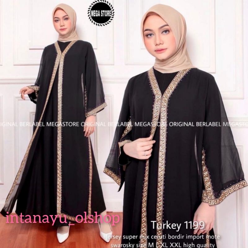 Mega Store Gamis Abaya Hitam Turkey Dewasa Terbaru Kode 1199 1246 1258 1259 Bahan Jersey mix Babydol
