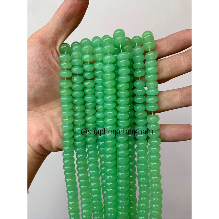 batu rondelle green cat eyes 5 x 10mm spacer pembatas tasbih akik