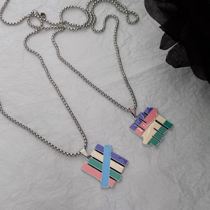 Kalung Liontin Warna-Warni Gaya Hip Hop