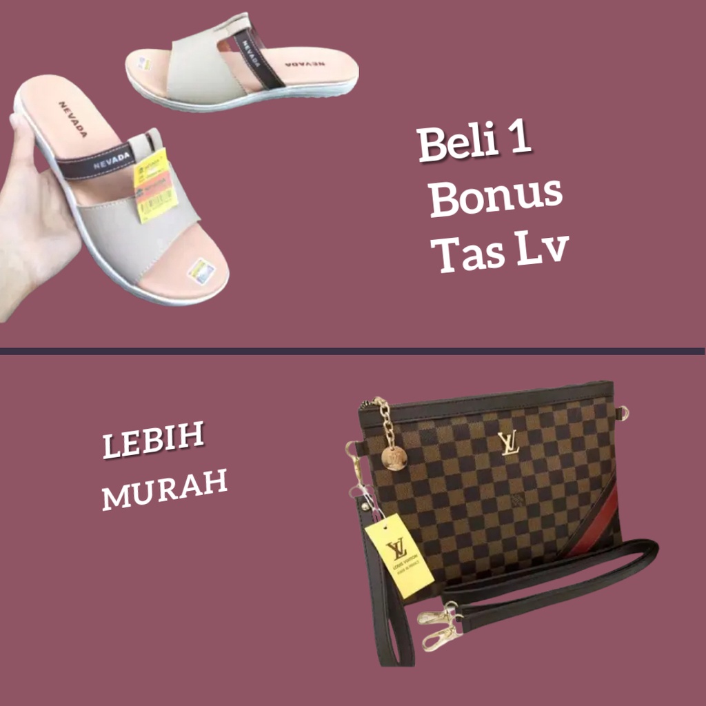 Invincible Sandal Kickers Sandal Wedges Wanita Sandal Pesta wanita Terbaru Gratis Tas Lv