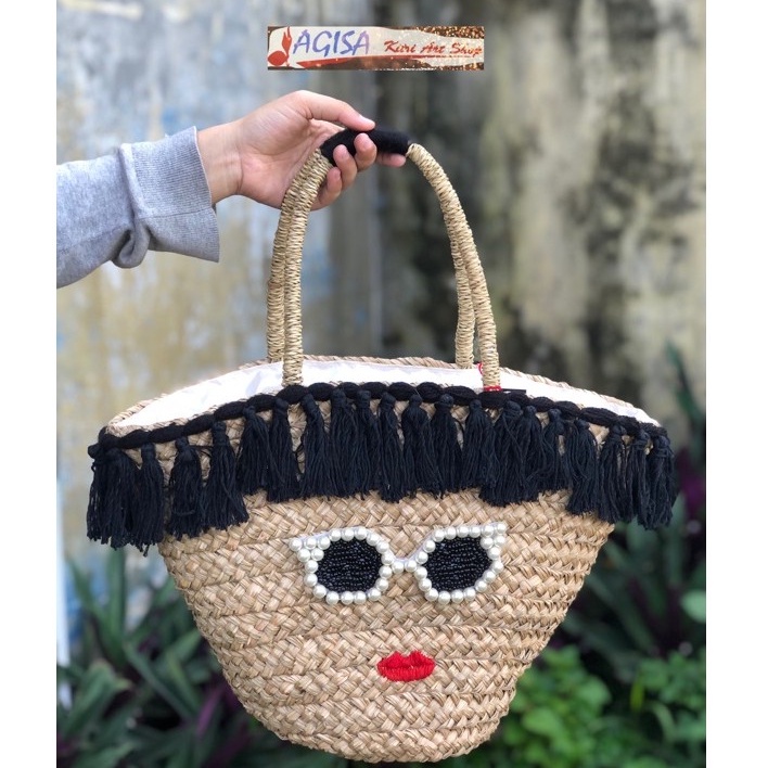 Tas anyaman mendong hias/tas anyaman mendong krakter