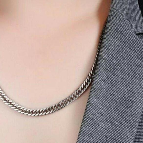 ℗ Kalung Titanium Pria Wanita Emas Anti Karat Import Model Rantai ۝
