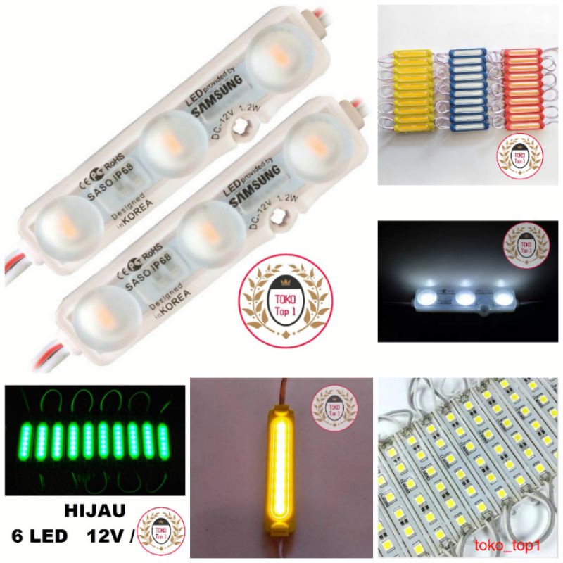 LAMPU LED STRIP MODUL SMD 5050 6 MATA 12 V WATERPROOF VARIASI DEKORASI ETALASE NEON BOX MOBIL MOTOR